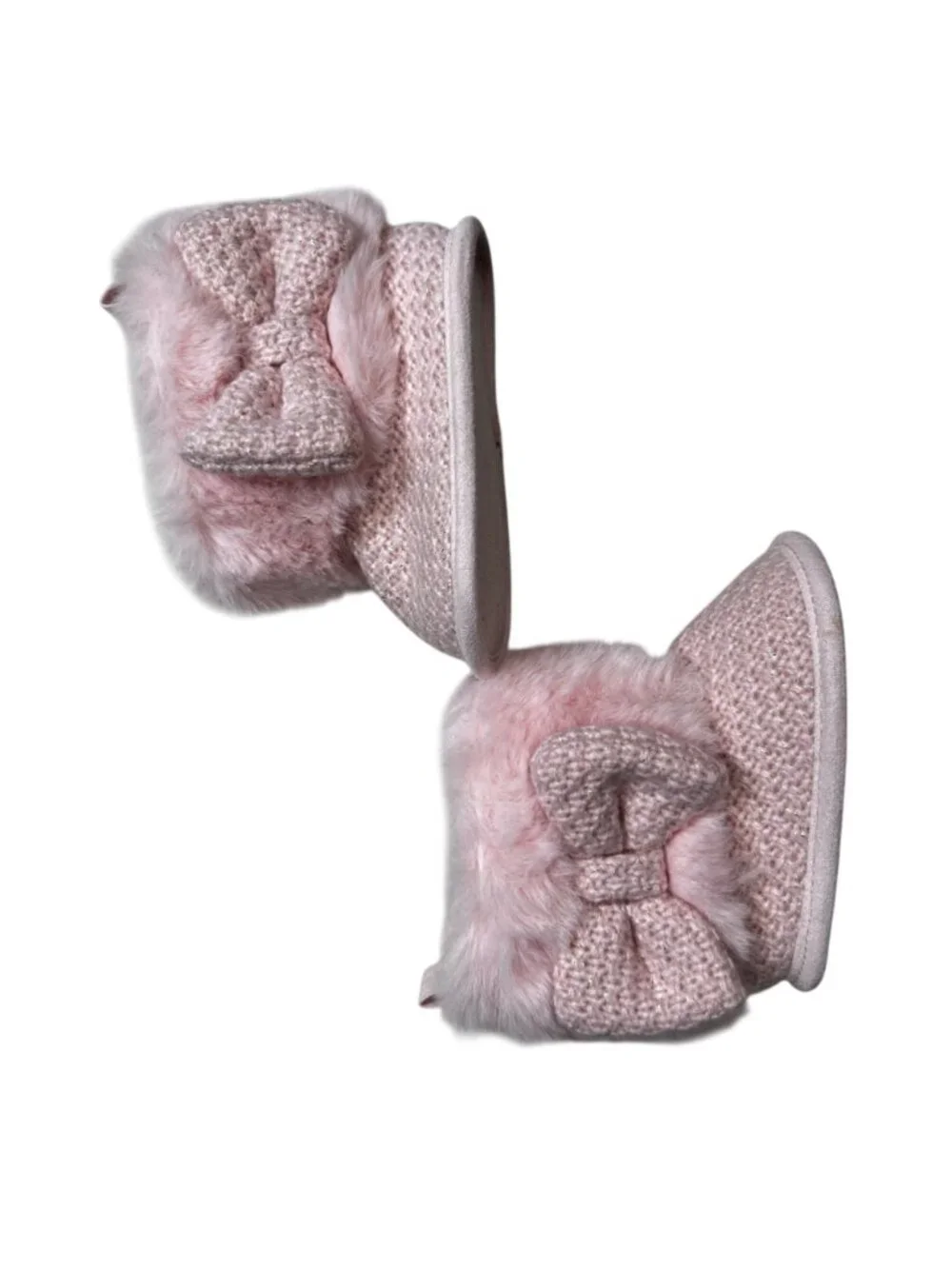 Infant Shoes 0-12 Months Pink Boots Bows Girly Feminine Cottage